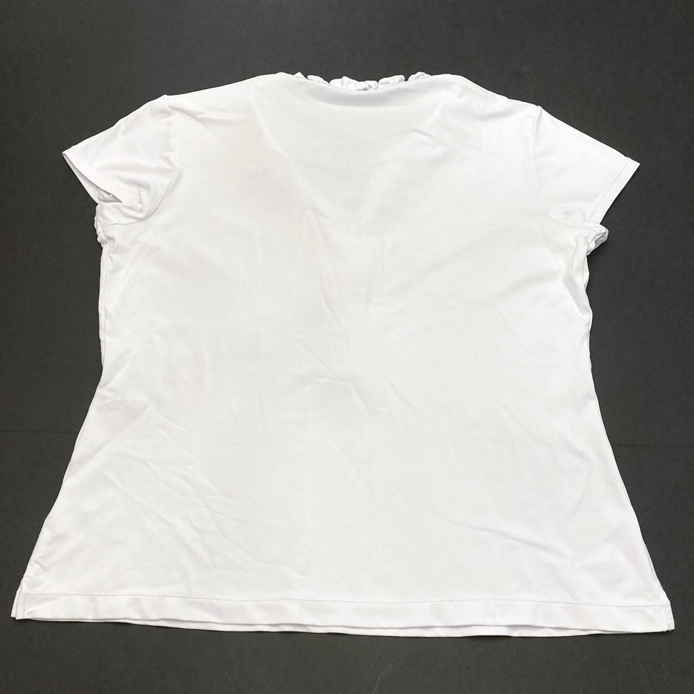 Lily Pulitzer Luxletic Top White V-Neck Ruffle Cap Short Sleeve Womens XL - Picture 2 of 8